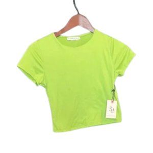 Sincerely Jules Light Green Short Sleeve Crop Top Size XS
